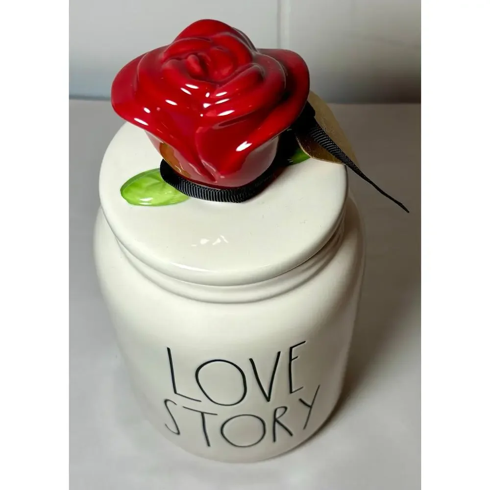 Rae Dunn Disney Beauty And The Beast Love Story White Canister Jar